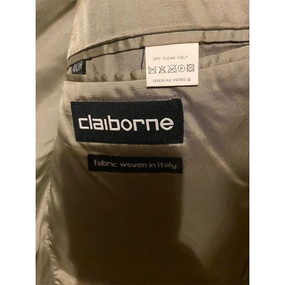 Claiborne Men's Beige Blazer Suit Jacket Size 40 Fabric Woven in Italy - Picture 3 of 10